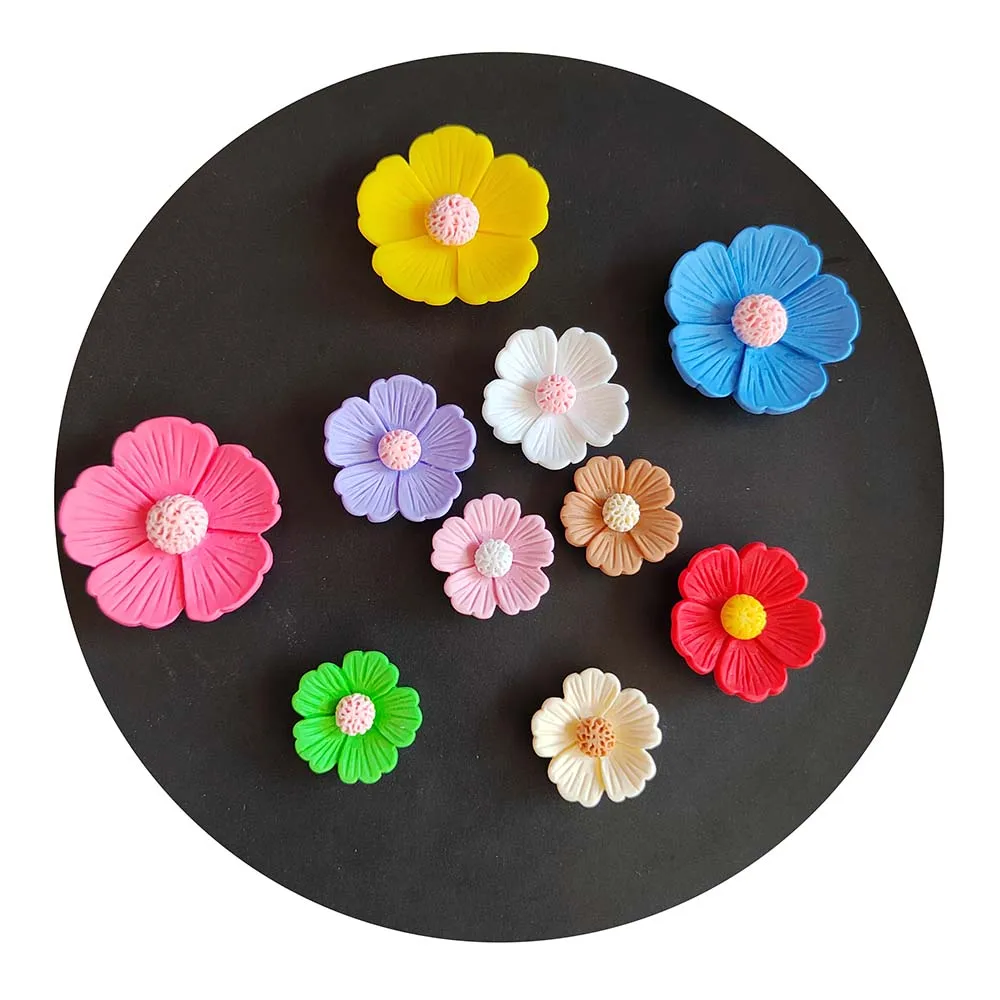 Hot Selling 100Pcs/Lot Assorted Colored Daisy Flower Slime Charms Resin Flatback Cabochon for Jewelry Making Scrapbooking Decor