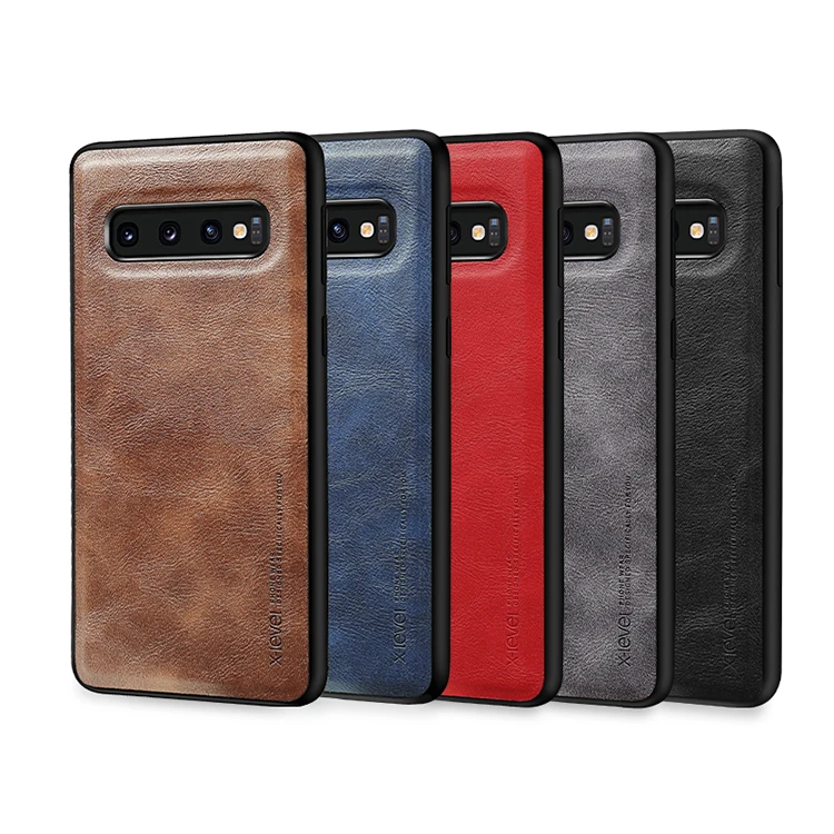 

X-Level 2019 NEW Hot Products Leather Back Phone Cover For Samsung Galaxy S10 S10E S10 Plus Case, Black;brown;blue;red