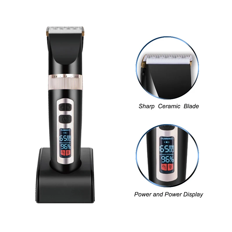 

Rechargeable Li-ion battery LED display electric pet hair shaver trimmer clipper for cat dog clippers professional, Black/white