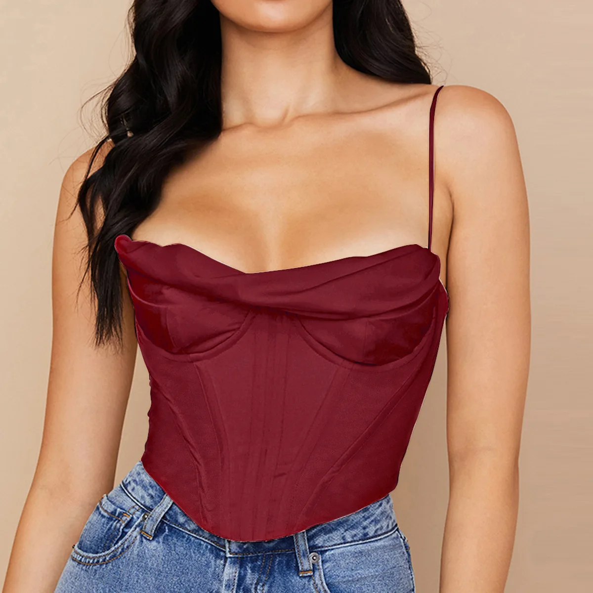 

2021 Amazon New Arrivals Women's Sexy Vests Sling Sleeveless Solid Color Ladies Short Vest Club