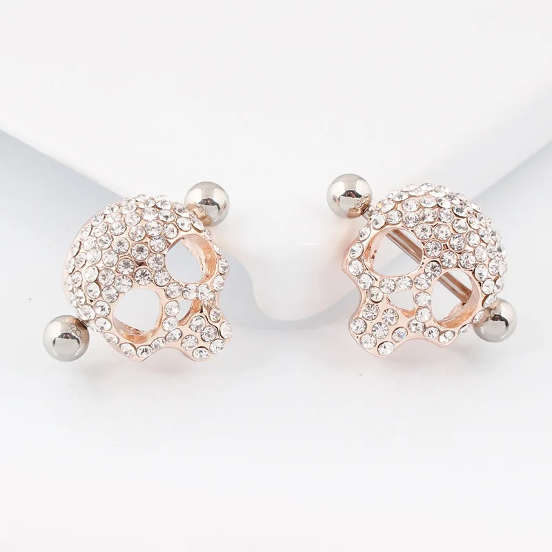 

Diamond Skull Nipple Piercing Nipple Ring 14 Gauge Gold Silver Color