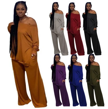 

2021 Fall Fashion Plus Size Clothing Two Piece Pants Set Wide Legged Sweatpants Fall Outfits For Women, Picture