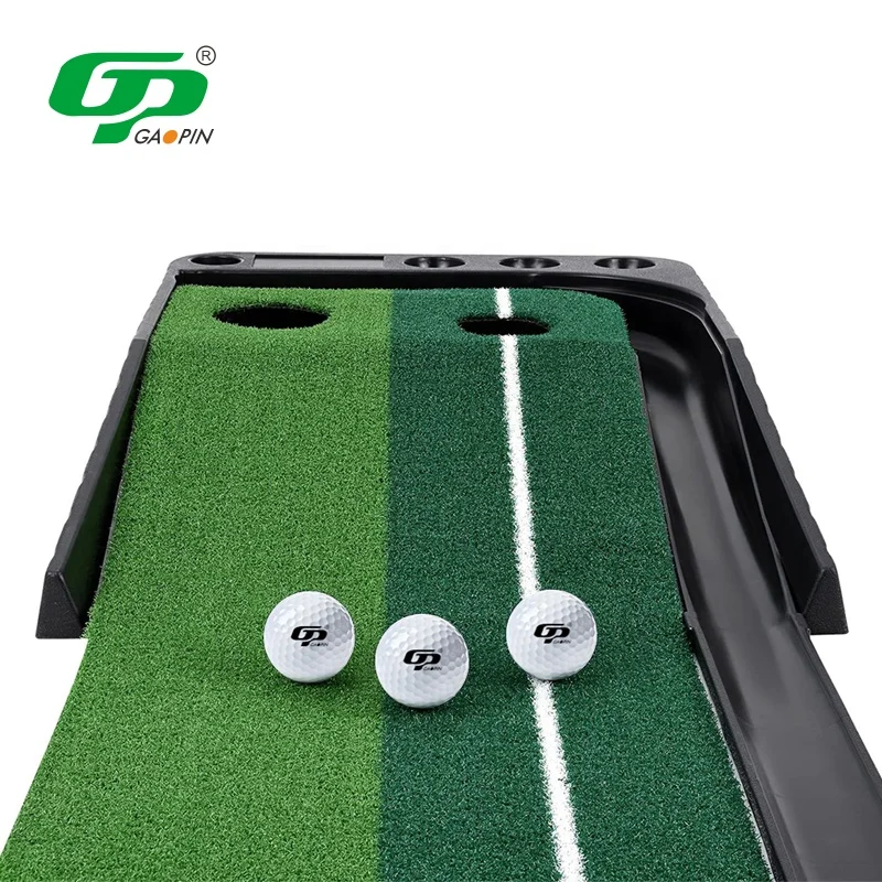 

New Arrival Golf Training Aids Golf Putting Green Mat Personal Golf Putting Trainer With Auto Ball Return Function, Black +green