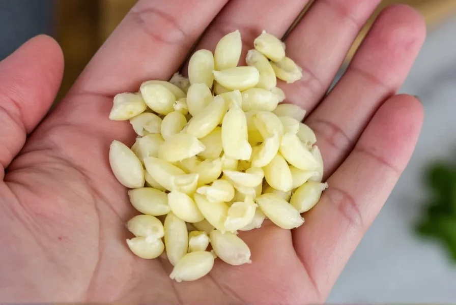 Minced garlic portioned into ice cube tray for freezing