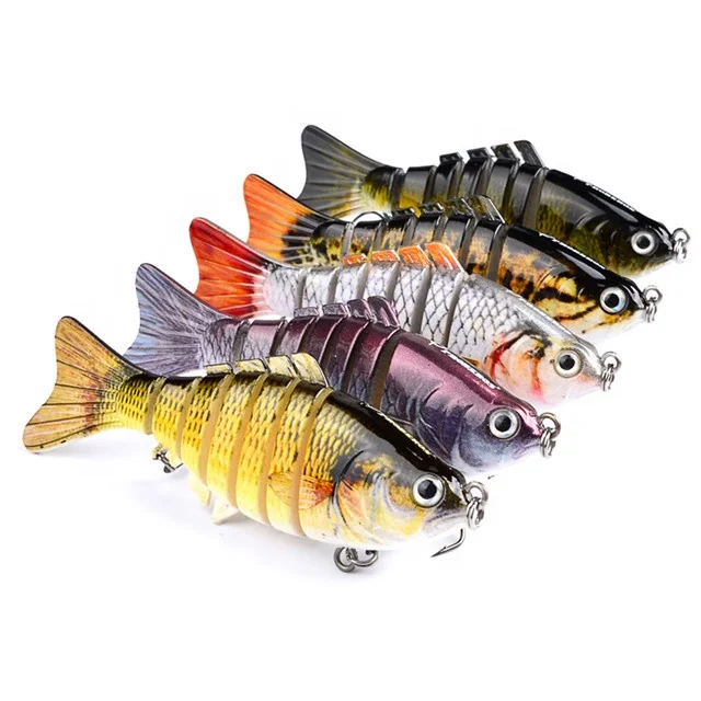 

10cm 15.5g Trout Bionic Lifelike Artificial 7 Segment Multi Jointed Bass Fishing Lure Kits Hard Swimbait With Box Package, 15 colors
