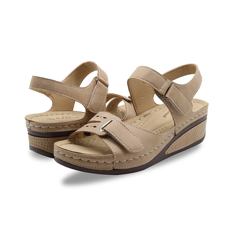 

Women Wedge Heels Platform Sandals Ladies Summer Ankle Strap Hook Peep Toe Beach Shoes