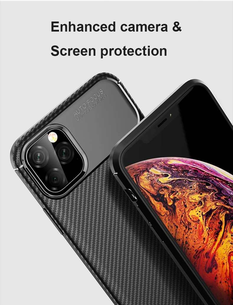 Carbon Fiber Protective Cover for iPhone 11 pro Max Luxury Case for iPhone 11 Phone Case