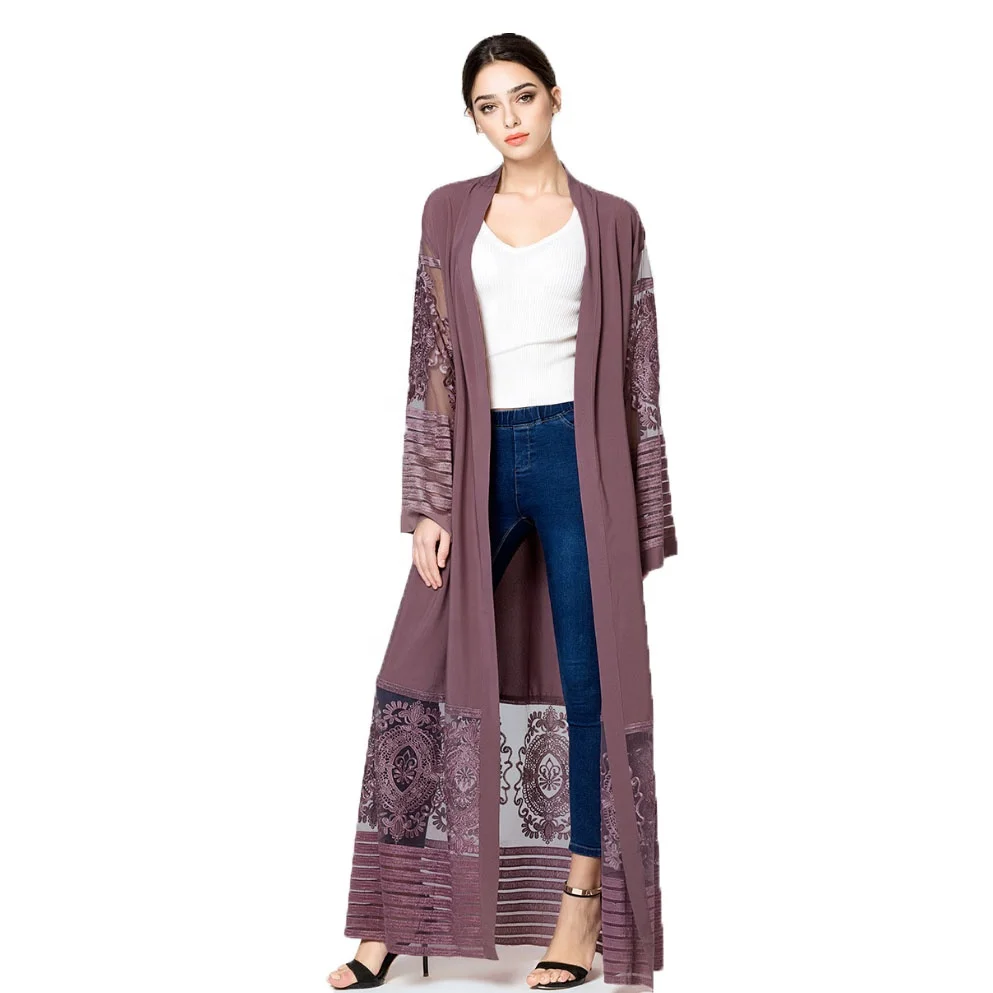 

Wholesales women hot seller fashion new design plus size lace modern kimono muslim dress with belt abaya, Black, pink, grey, navy