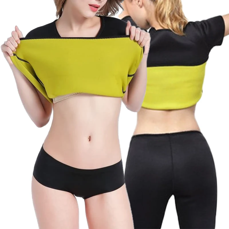 

Sweat Sauna Womens Neopren Workout Body Suit for Fat Burner and Weight Loss, Training Fitness Jackets, Black+ yellow inner
