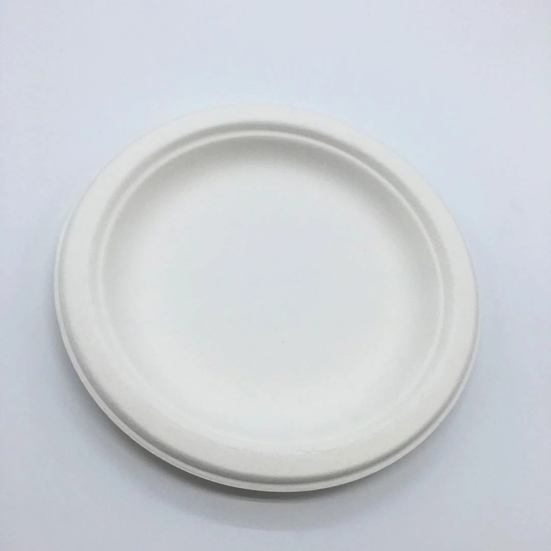 

Wholesale Restaurant Compost biodegradable Sugarcane Bagasse Tableware Round Shape  Disposable Plate, White or natural