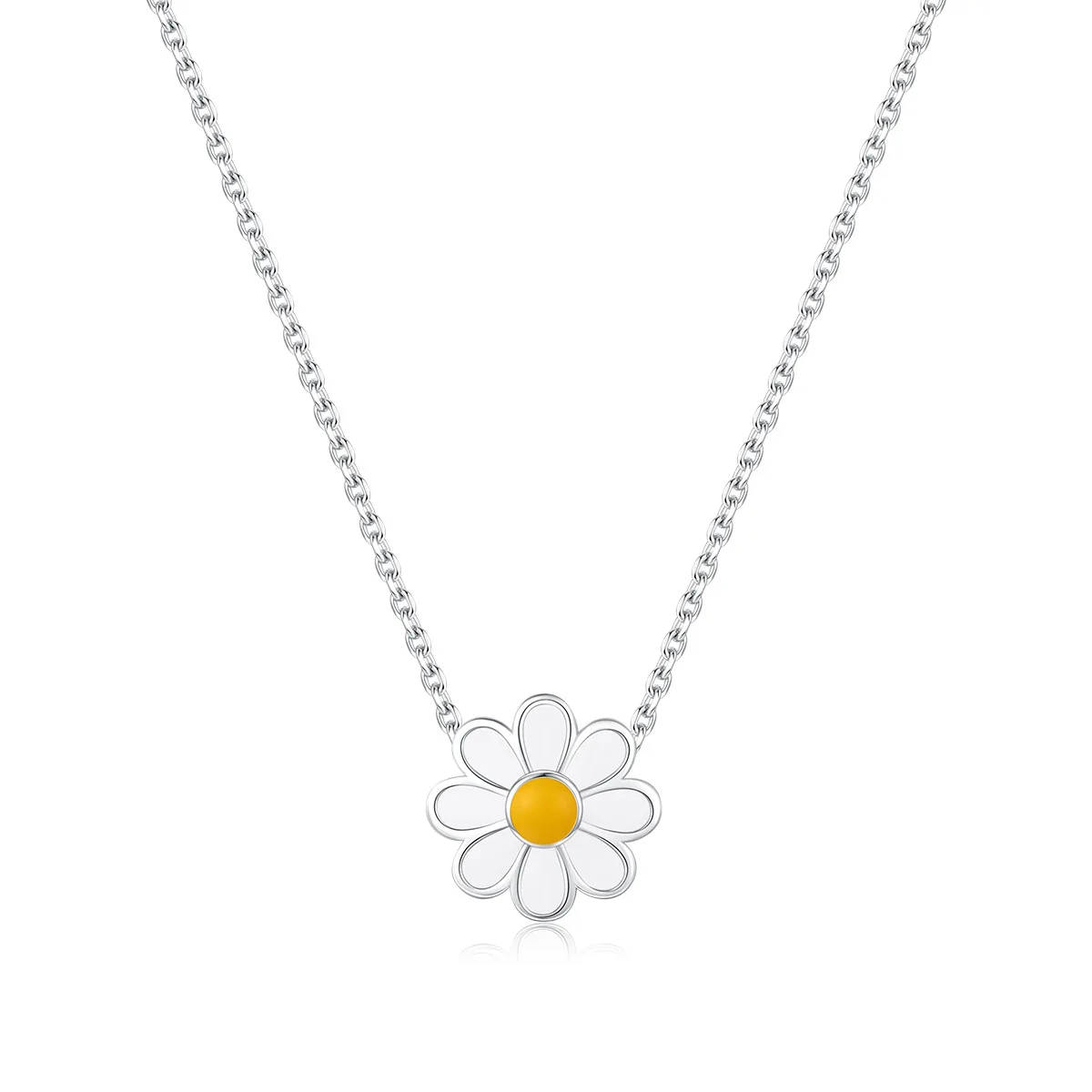 925 Sterling Silver Simple Sweet White Daisy Pendant Necklace Factory Wholesale Jewelry