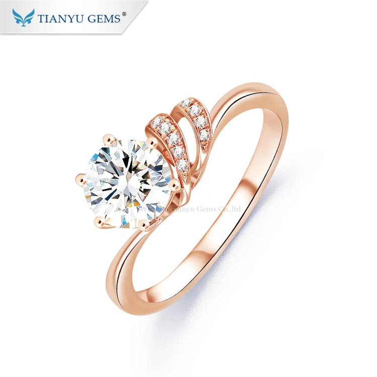 

Tianyu gems fashion rings jewelry 1ct brilliant cut moissanite special design flower rings for girls