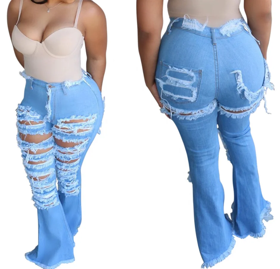 

OEM Custom Brand High Waist Bell Bottom Fit Women Jeans Cheap Flared Jeans Pants, Light blue,dark blue, customized color