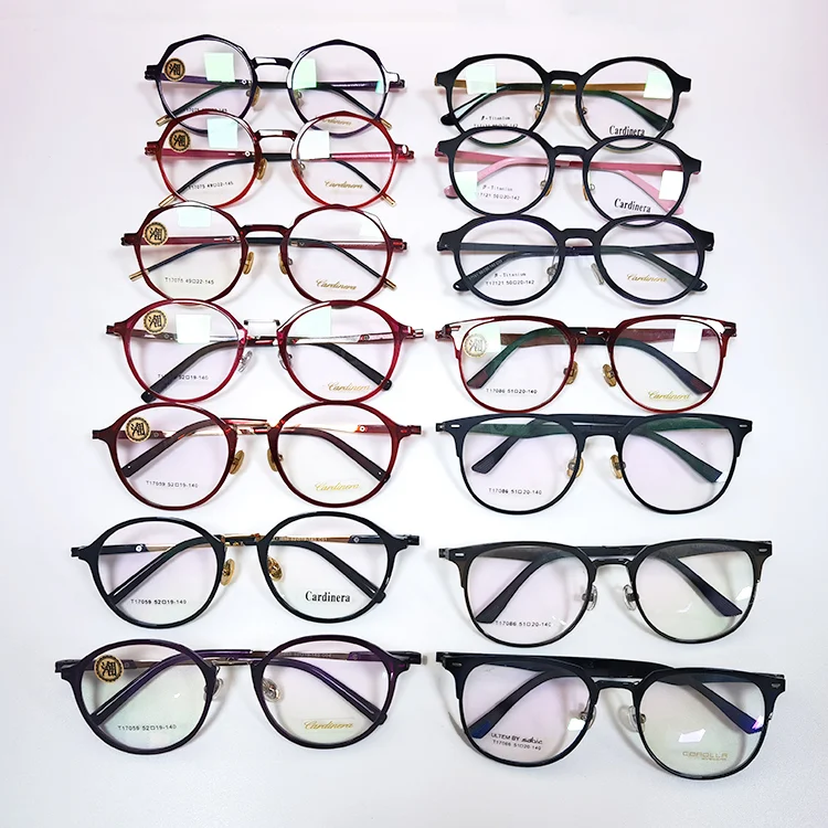 

Promotional Cheap Stock Assort Ready Made Mixed Colors High Quality PEI Optical Frames Glasses and Metal Glass Frame, Mixed colors cheap price optical frames