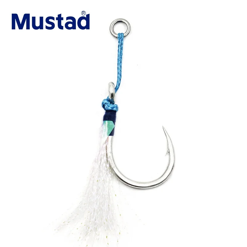

Mustad J-ASSIST5 Double Barbed String Steel Assist Jig Hook bright wire iron plate type Fishing Hook, Silver