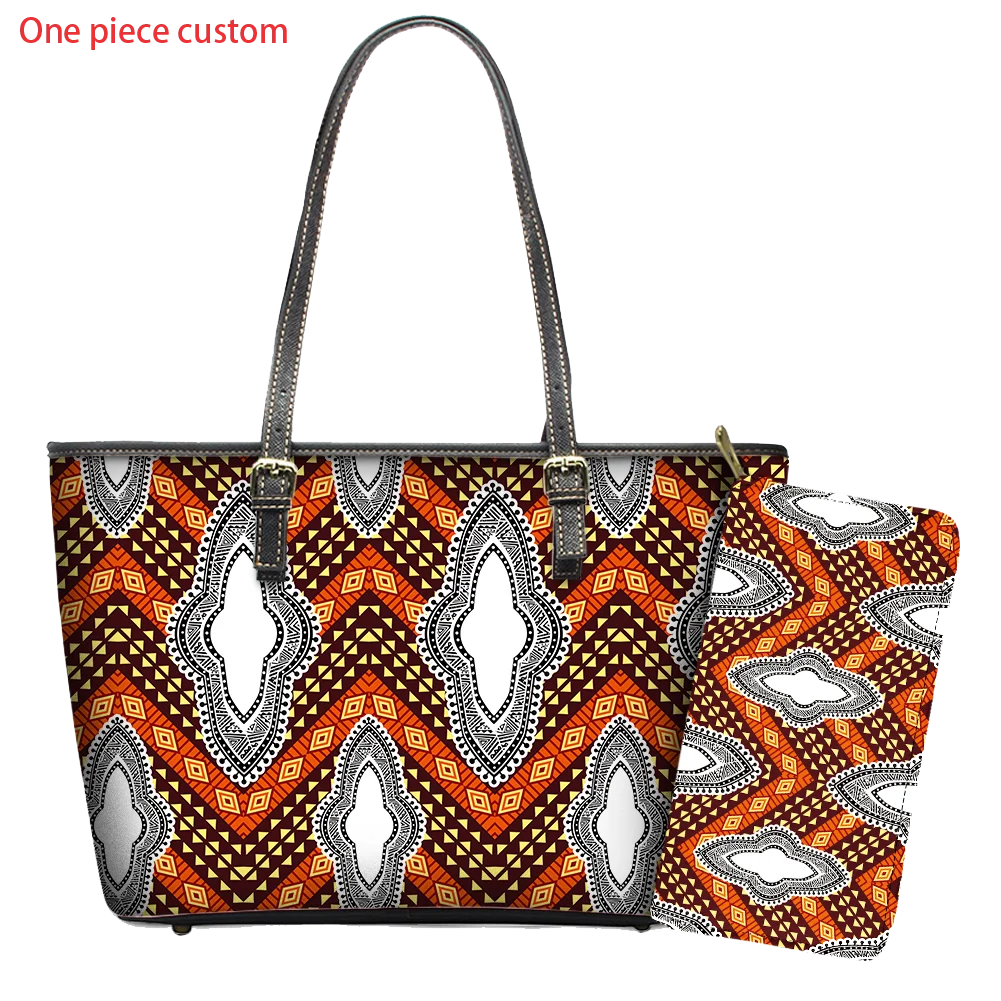 

2021 fall 2 piece pu african print bolsos para mujer retro luxury luis viton classy ledies bags handbag and purse set, Customized color