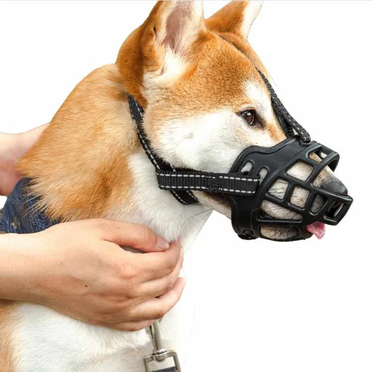 

Adjustable dog mouth cover basket prevent biting chewing barking dog muzzle, Black and yellow