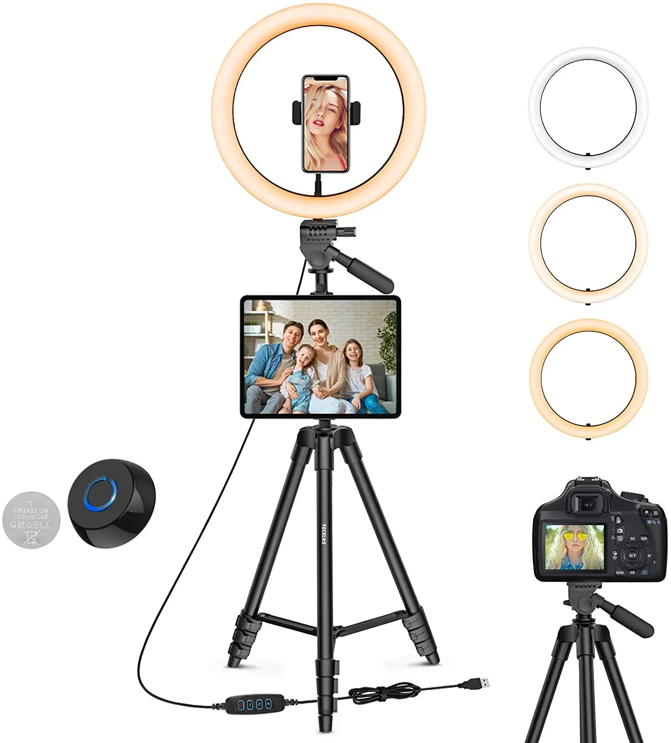 

Ring light phone case LED Ring Light 12" with Tripod Stand Phone Holder for Photography, Shooting with 3 Light Modes, White warm