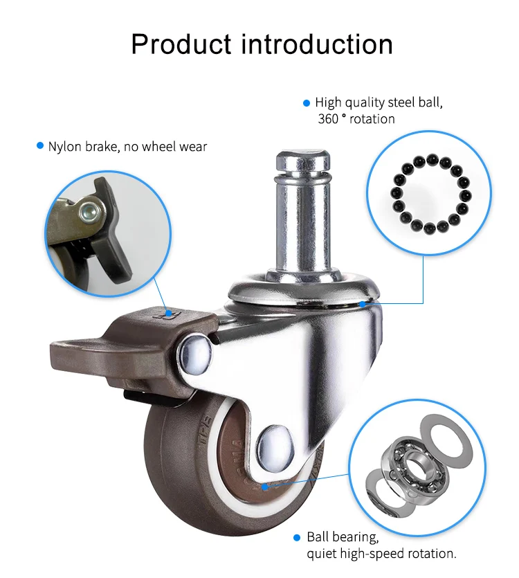 DLPO plate mounted tpr swivel lock mini furniture caster wheel 50mm
