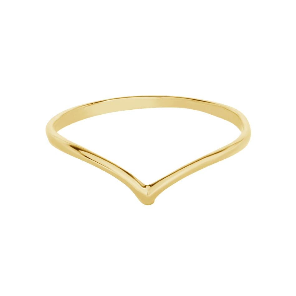 

Simple Engagement Ring For Women 925 Sterling Silver Rose 14k Solid Yellow Gold Plated V Band Ring