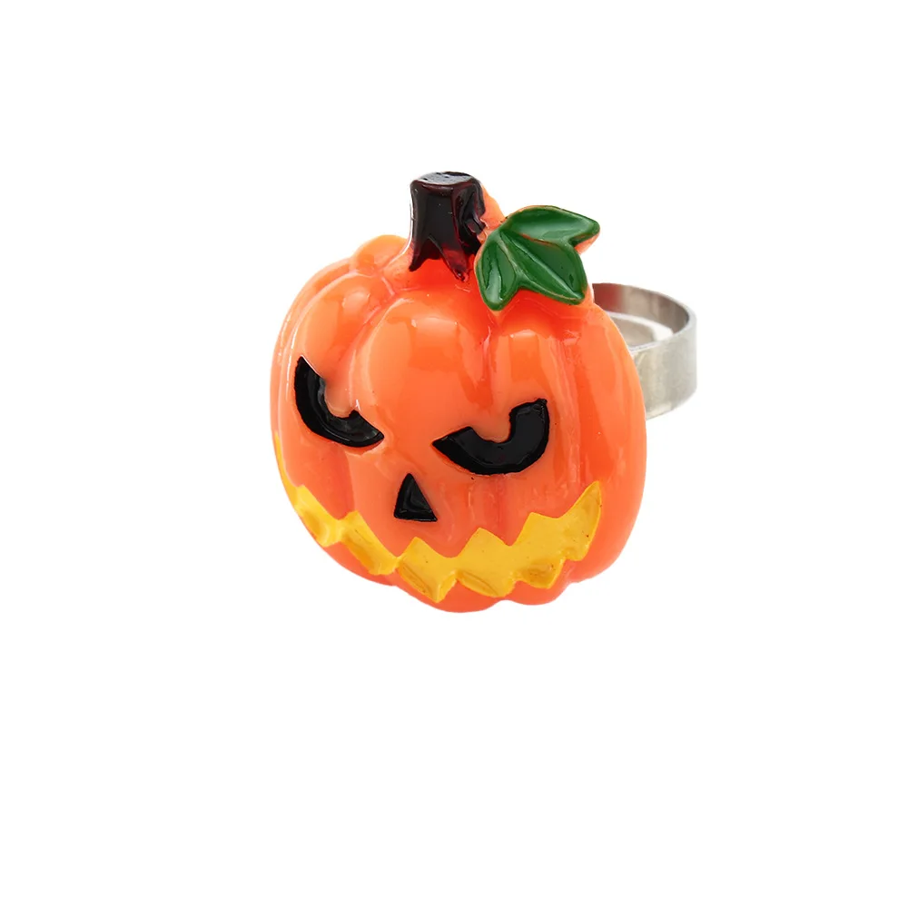 

Hobbyworker Exaggerated Fun Resin Death Ghost Pumpkin Rings for Halloween Women Jewelry Accessories R0026, Picture