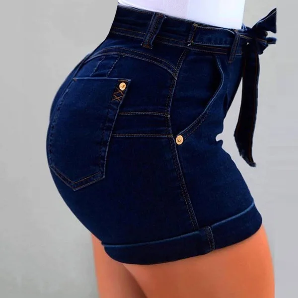 

Denim Women Short Waist Elastic Waisted Womens Summer 2021 Jean Black Booty Woman High Wasted Jeans Shorts High-waisted