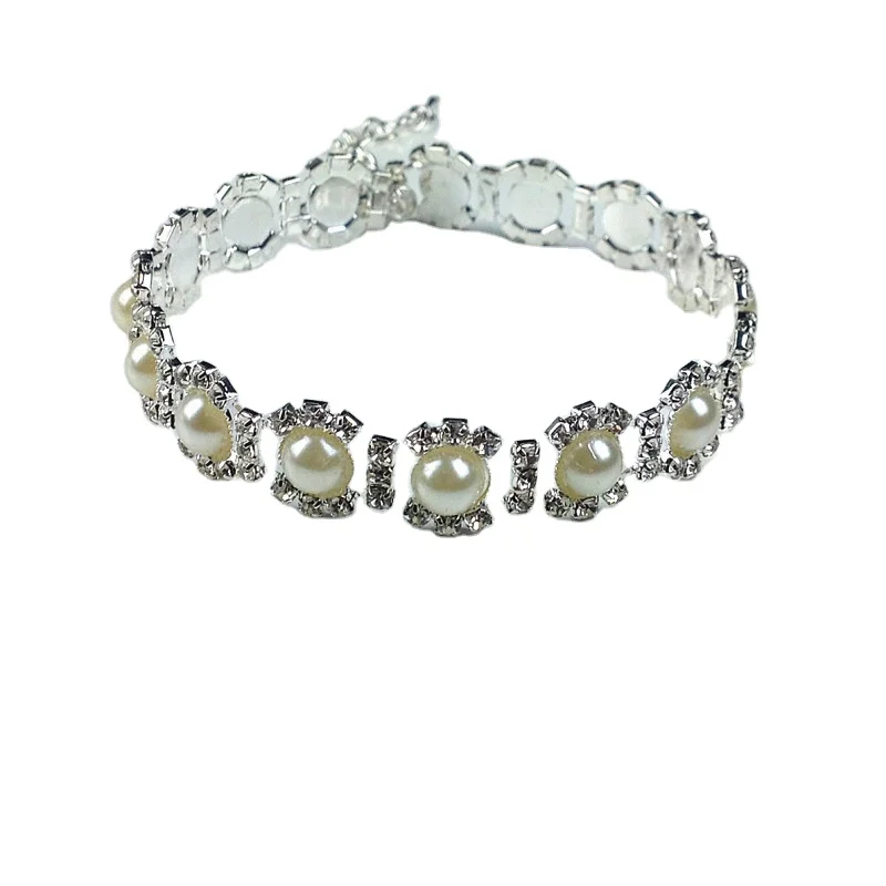 

Bling Rhinestone Pearl Necklace Dog Collar Alloy Diamond Puppy Pet Collars Leashes For Little Dogs Dog Accessories, Many