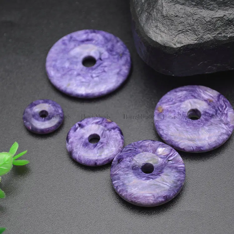 

High Quality Natural Purple Charoite Gemstone Donut Pendant