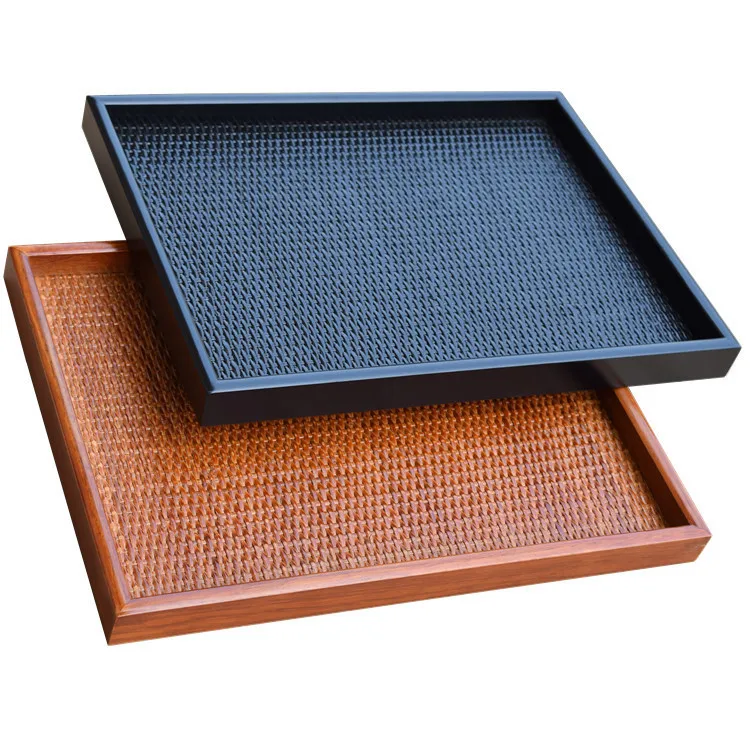 

Fast Delivery Vintage Style Handicraft Hand-Woven Storage Serving Wicker Rattan Tray, Customized color