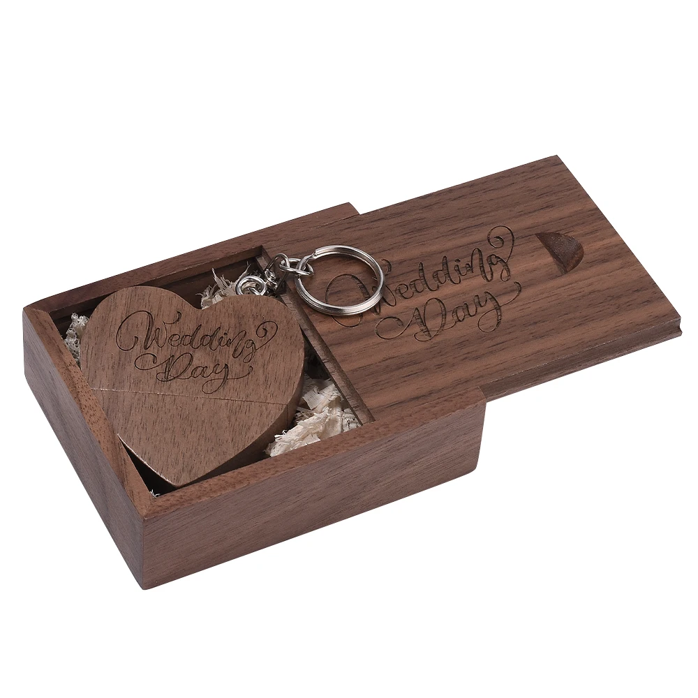 

Wooden Love Heart USB 2.0 Flash Drive 4G 8G 16G 32G 64G 128G Wedding Gifts Pen Drives Real Capacity usb Memory Stick