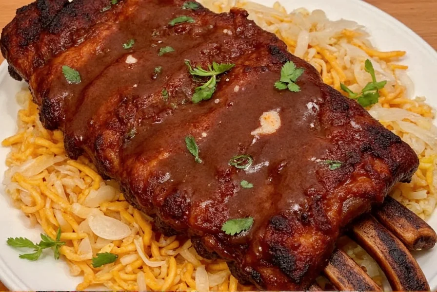 Honey bourbon mop sauce being brushed on ribs