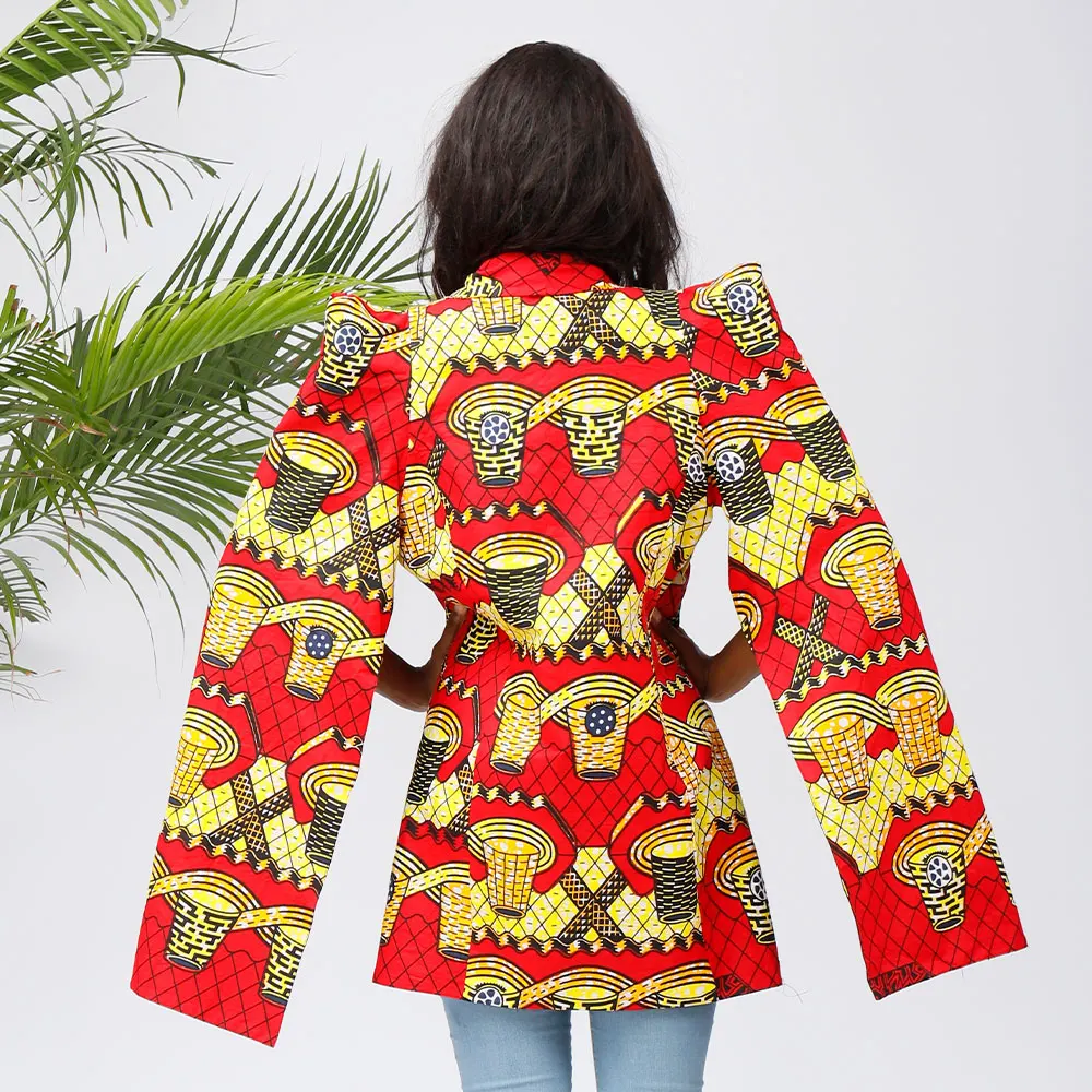 YUNY Womens Jacket African Print Outwear Coat Comfortable Small Blazer Nine 4XL