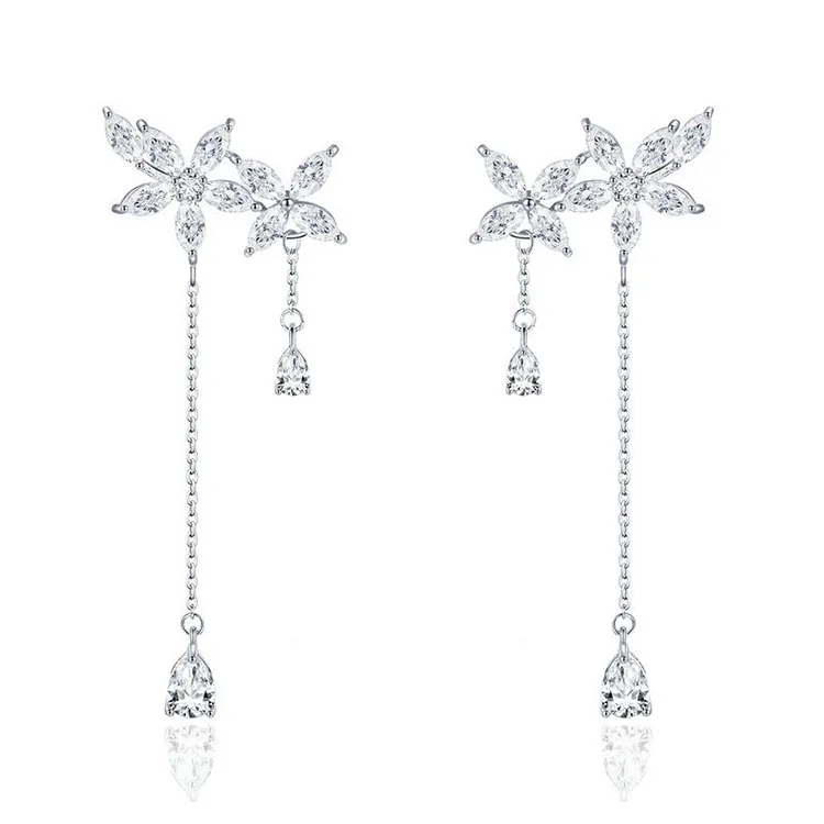 

Eico fashion high quality zircon jewelry AAA cubic zirconia leaf stud zircon pendant earrings for women wedding parties