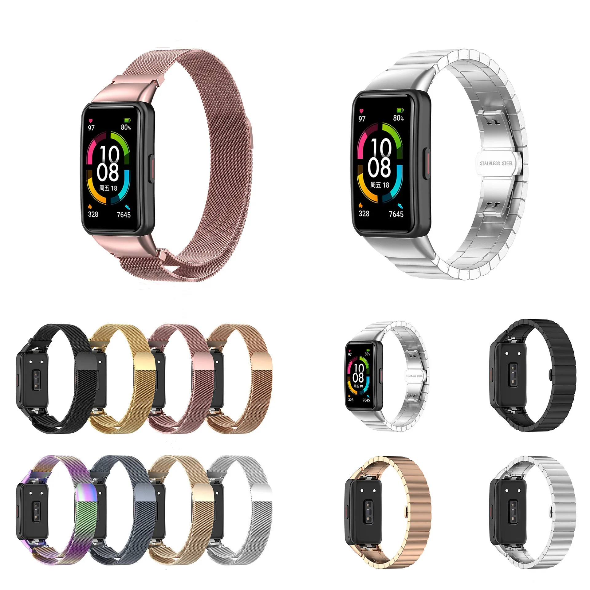 

Wholesale Price Luxury Watch belt Hot Popular Magnetic Stainless Steel Metal Smart Watch Strap huawei honor 6 Watch Band, Colorful