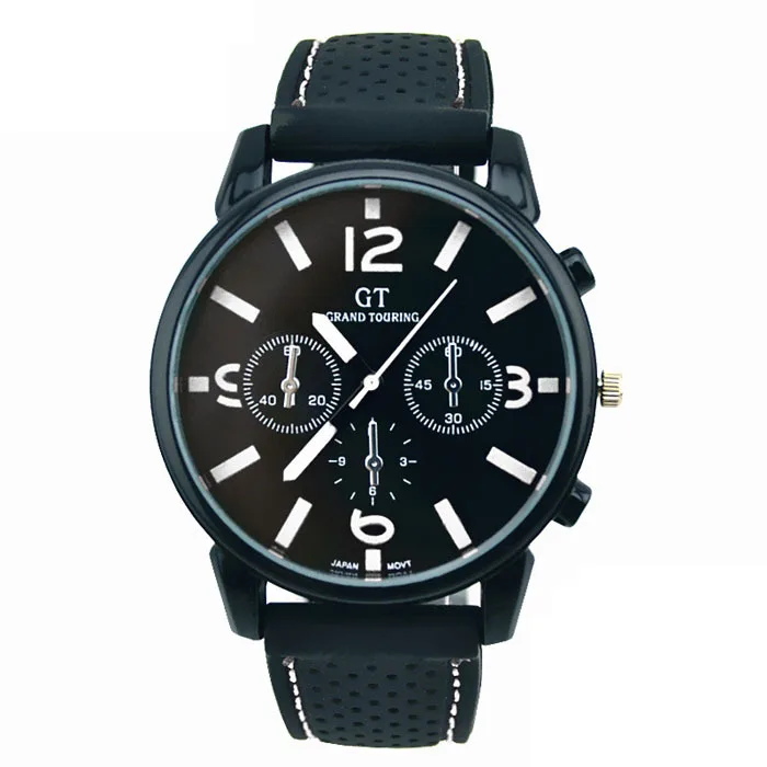 

reloj para hombre moda economico deportivo lujo GT grand touring silicon caballero papa mayoreo y688, Negro