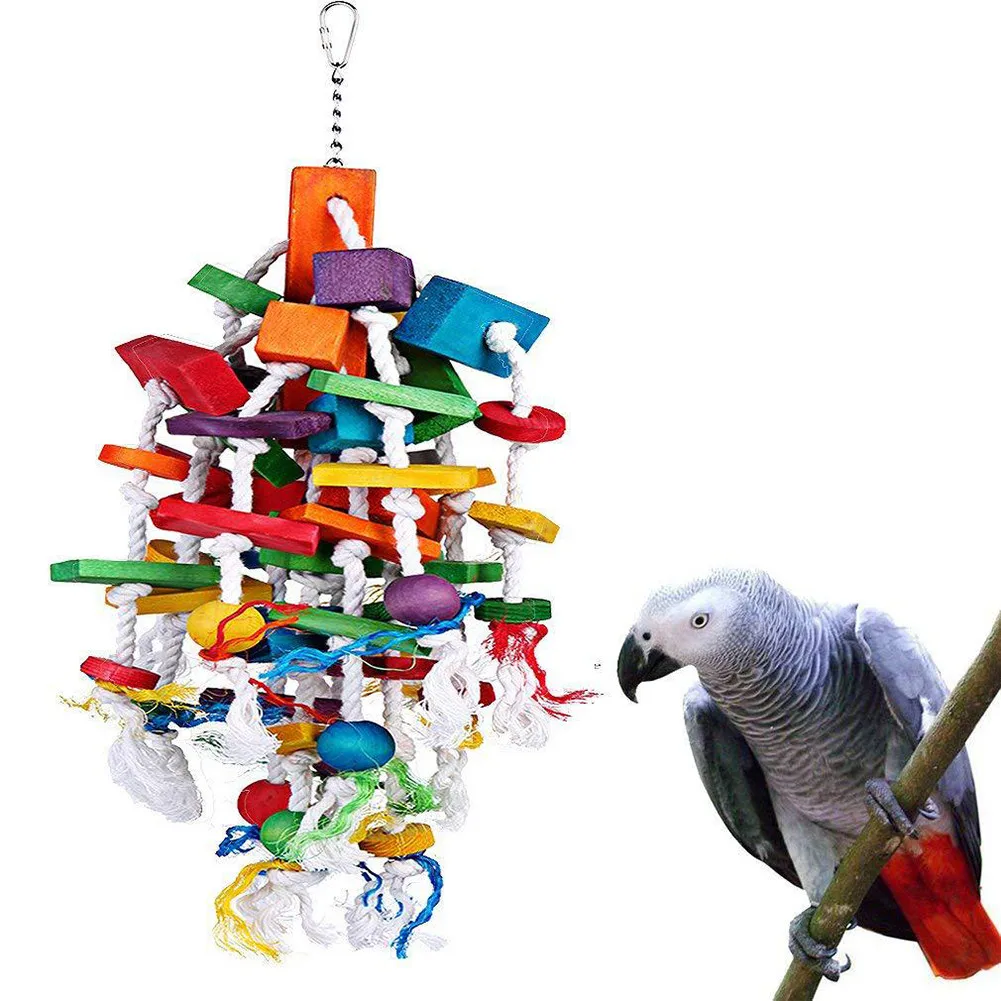 

Multi-Purpose Better Block Knots African Grey Cockatoo Macaw Large Medium Parrot Bird Chewing Toy Fowl Play Pet Accersories