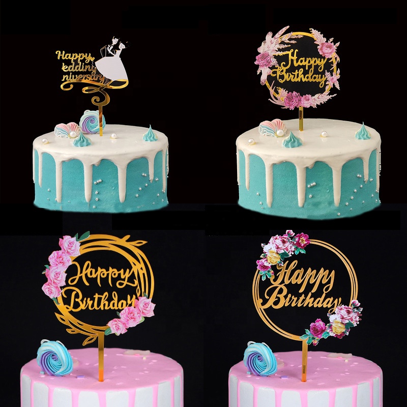 

2021 hot sale INS Style Birthday Party Decoration Custom Acrylic Laser Cut HAPPY BIRTHDAY Letter Cake Topper