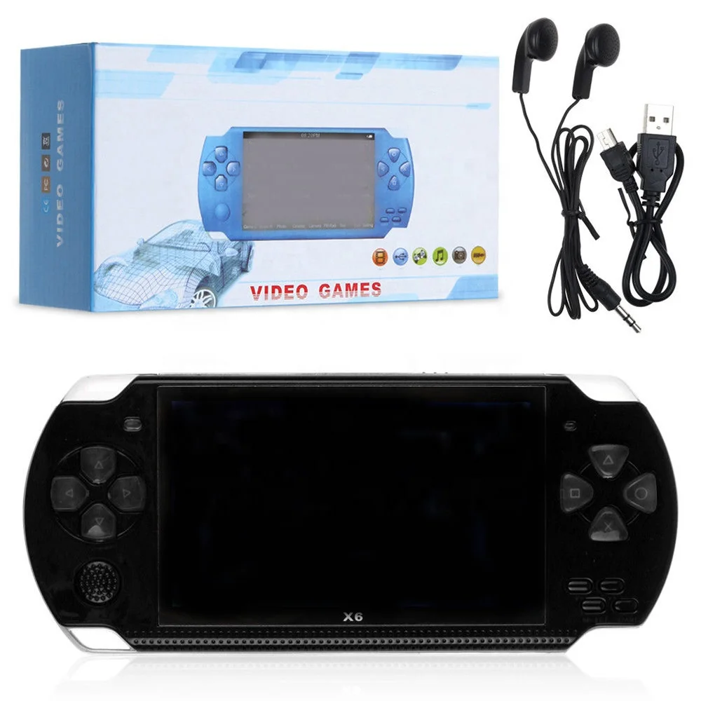 

Factory Hot Selling X6 32 Bit Handheld Game Console Built-in Rechargeable Battery 4.3 Inch X6 Game Player for Kids, Black / white /blue