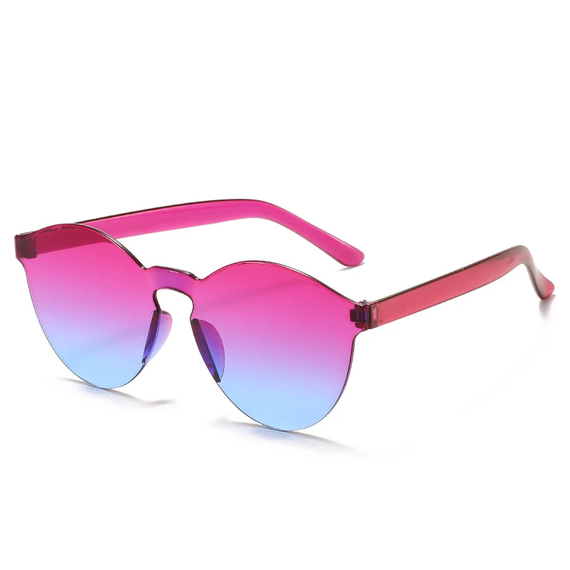 

2023 newest fashion jelly classic rimless candy color sunglasses women men eyewear shade sun glasses wholesale custom goggles