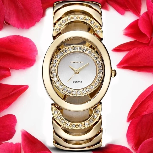

CRRJU 2201 Watch Women Fashion Stainless Steel Ladies Watches For Girls Elegant Bracelet Diamond Wristwatches