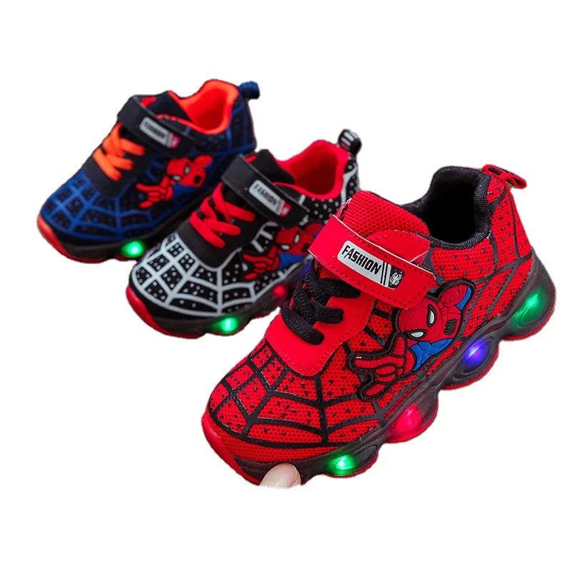 

Hot Selling Designers Casual Running Spiderman Flashing Light Up Led Children Sport Boy Girls Baby Kids Shoes, Requirement
