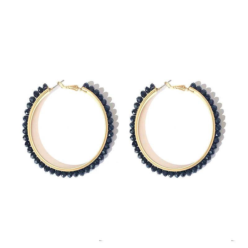 

Factory sales diamond hoop fashion women's luxury rhinestone ear buckle exquisite Ear Studs, Black