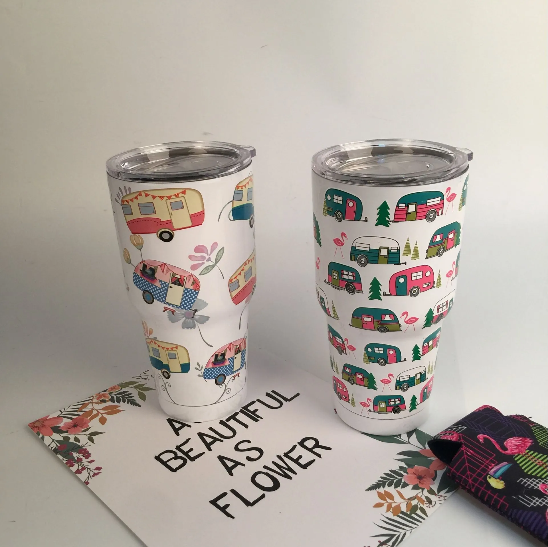 

Wholesale  Stainless Steel Double Wall Car Cup Cheetah Camping Tumbler with LId DOM111640, As pictures