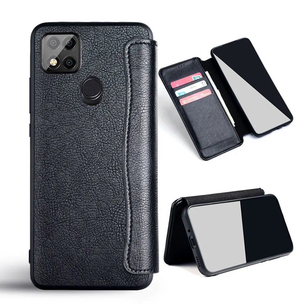 

Leather Case For Xiaomi Redmi 9C Nfc funda Business No Magnet Card Slot Flip Cover For Xiaomi Redmi 9C Nfc Case coque