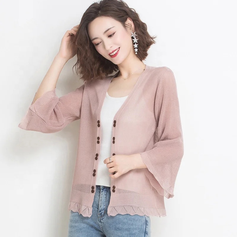 

Women's summer western thin double-breasted cardigan With skirt and shawl-style top