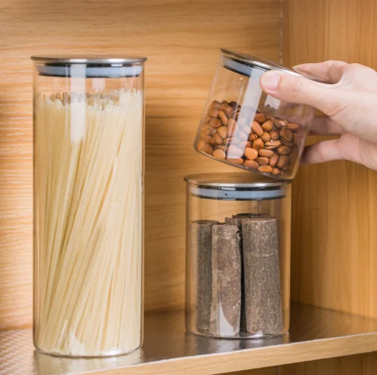 

Kitchen glass transparent storage jar