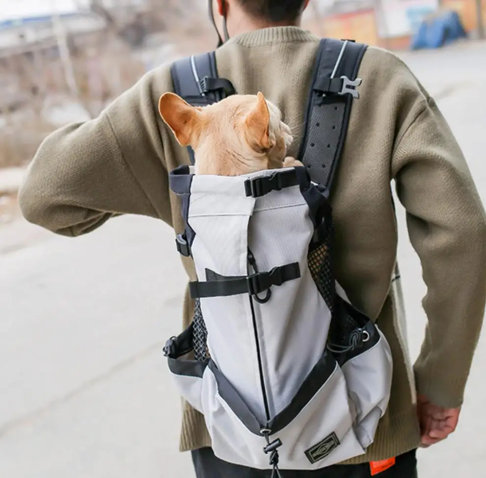 批发热卖狗载体背包中型狗柯基犬斗牛犬宠物背包外出旅行徒步旅行与狗