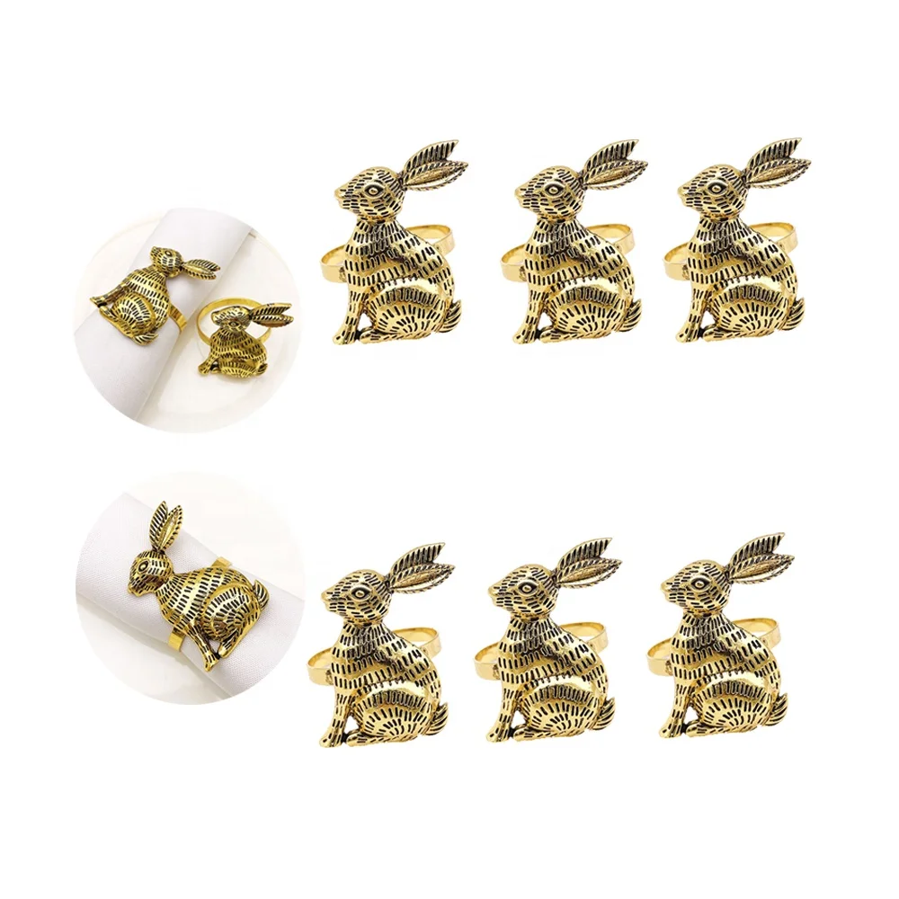 

High Quality Thanksgiving Easter Table Decoration Rabbit Napkin Buckle Napkin Ring Cloth Ring HWH35