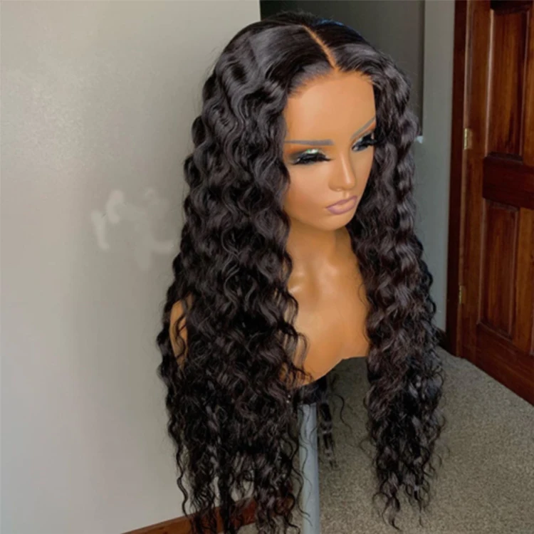 

100% Brazilian Virgin Human Hair Transparent Swiss Lace Wig HD Body Wave Curly Lace Front Wigs For Black Women, Natural color1b