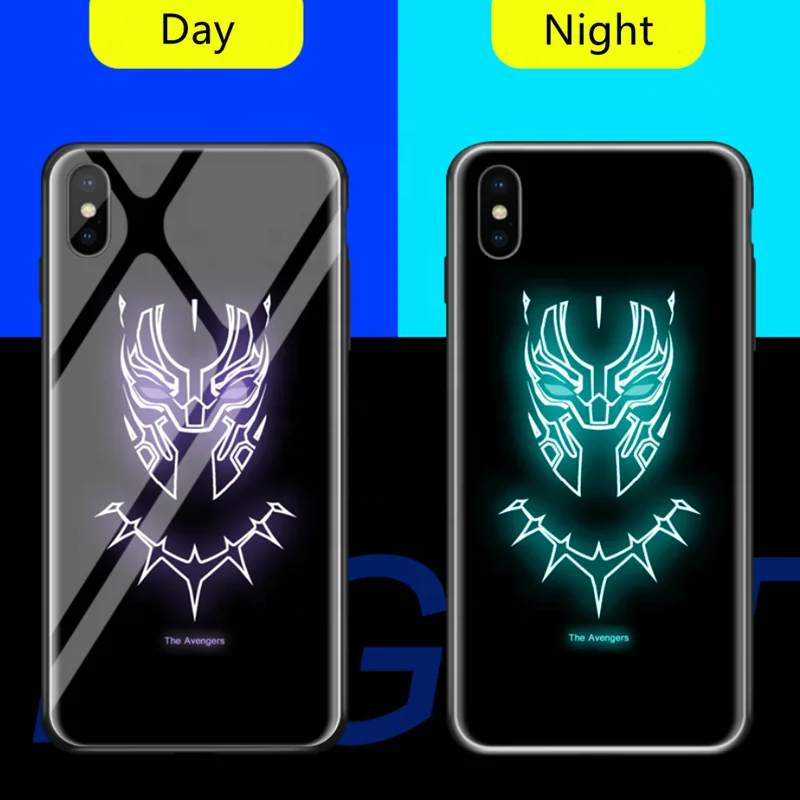 

2019 Amazon Hot sale Luxury Tempered Glass Luminous Cover Cell Phone Case for iPhone X for Samsung S9 S9Plus S10 S10Plus